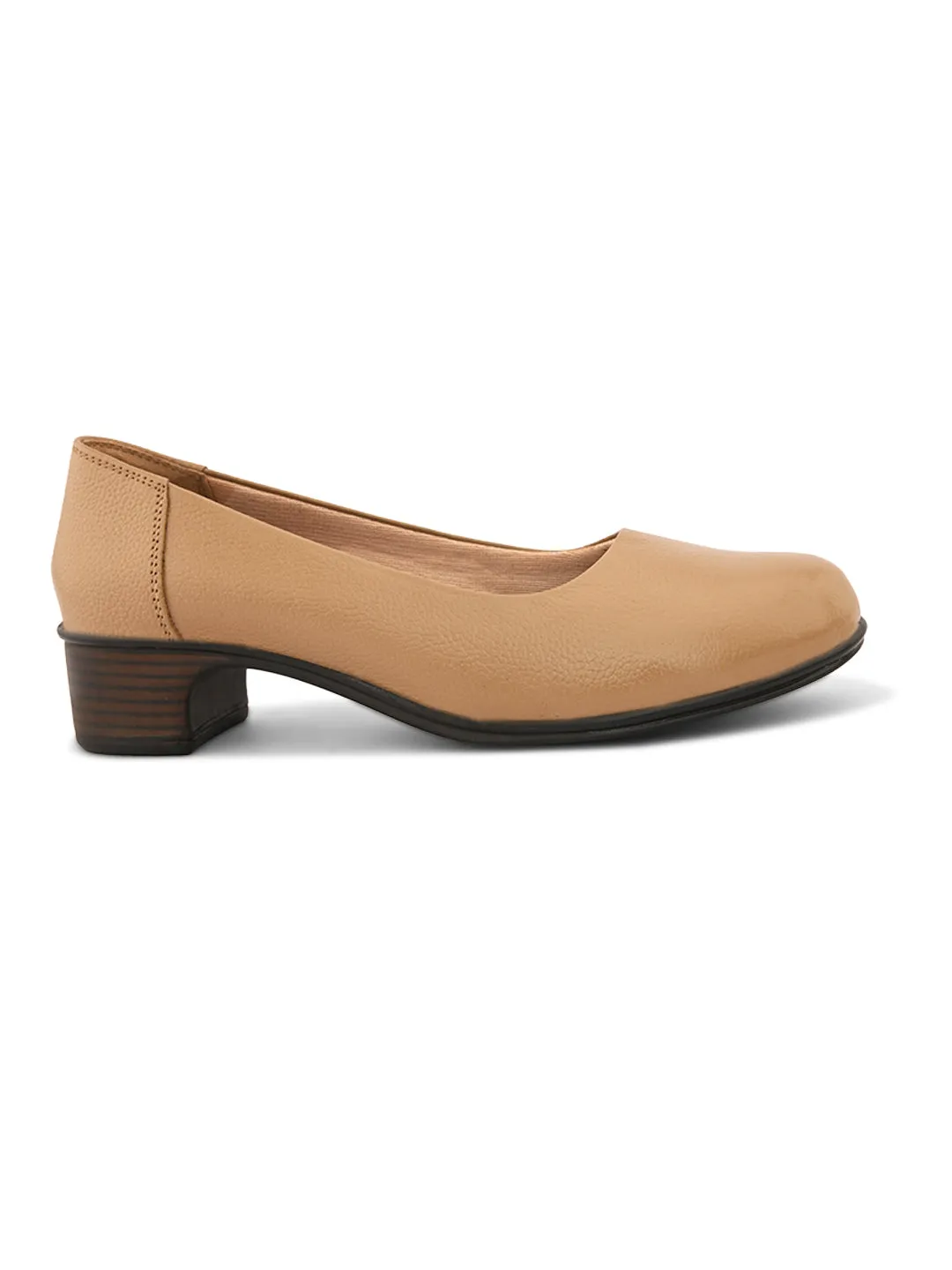 Pelle Albero Women Beige Leather Office Block Heel Ballerina
