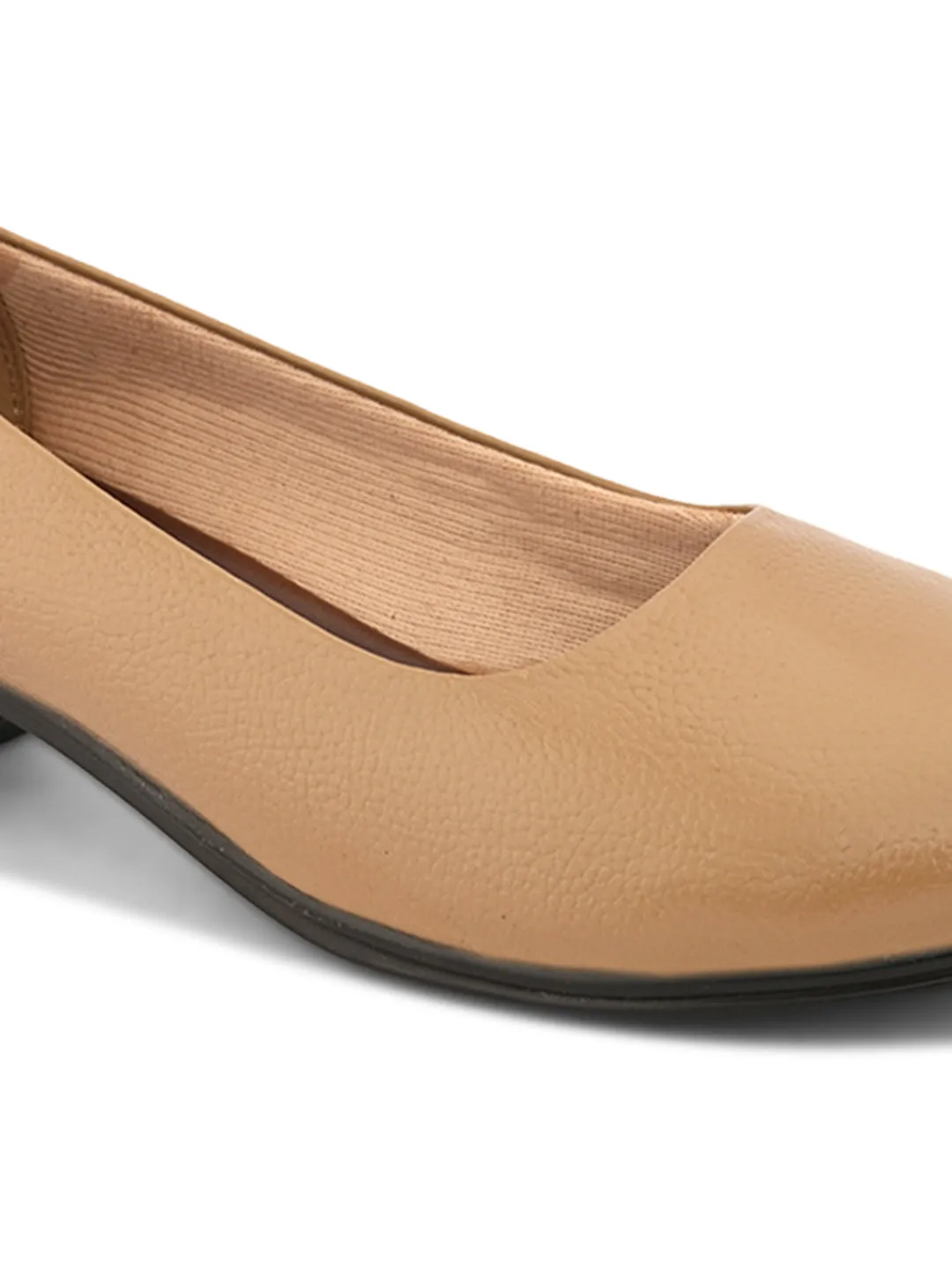 Pelle Albero Women Beige Leather Office Block Heel Ballerina