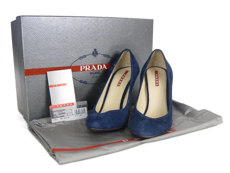 Prada Navy Suede Calzature Donna Pumps