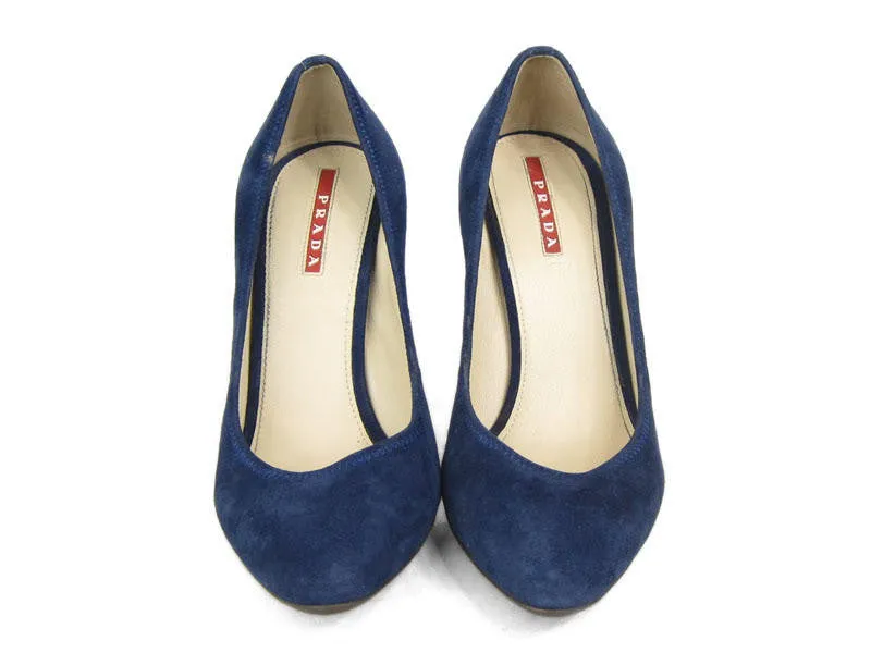 Prada Navy Suede Calzature Donna Pumps