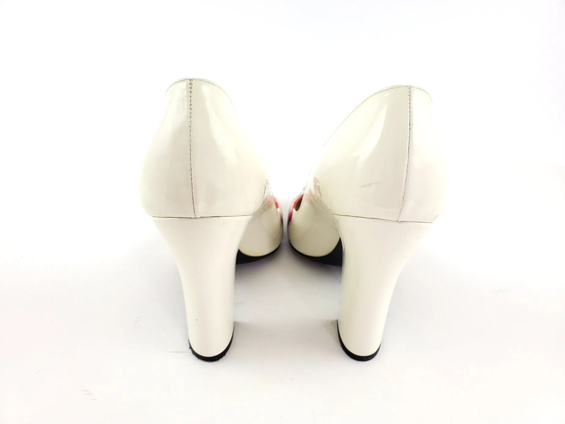 Prada Off White Floral Patent Leather Pumps 39