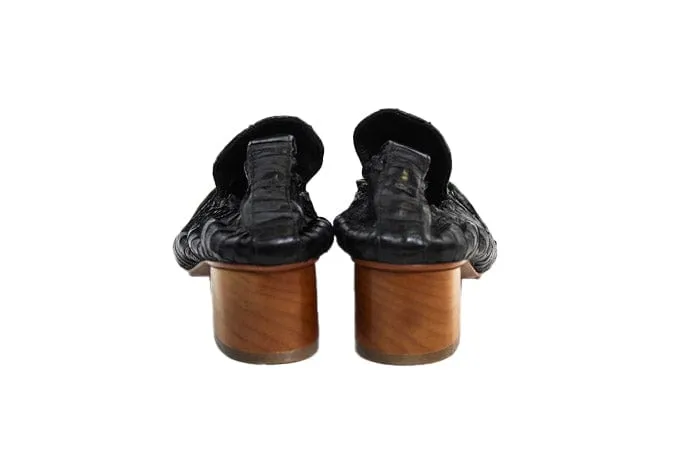 "Alhambra" Loafer Black Matte Snakeskin Heels