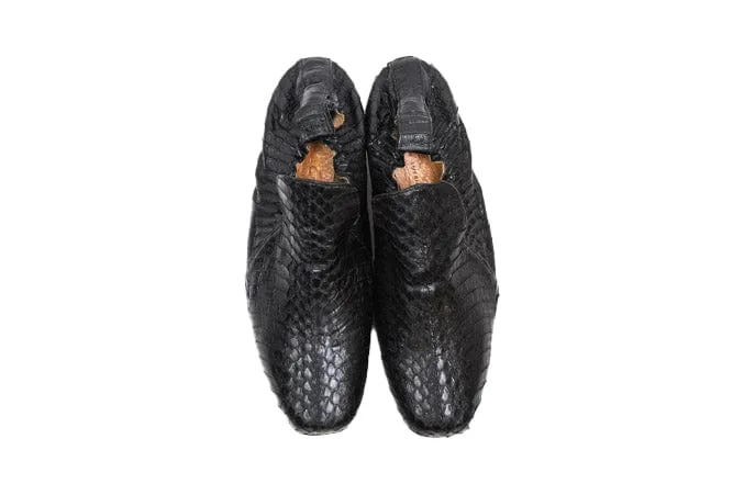 "Alhambra" Loafer Black Matte Snakeskin Heels