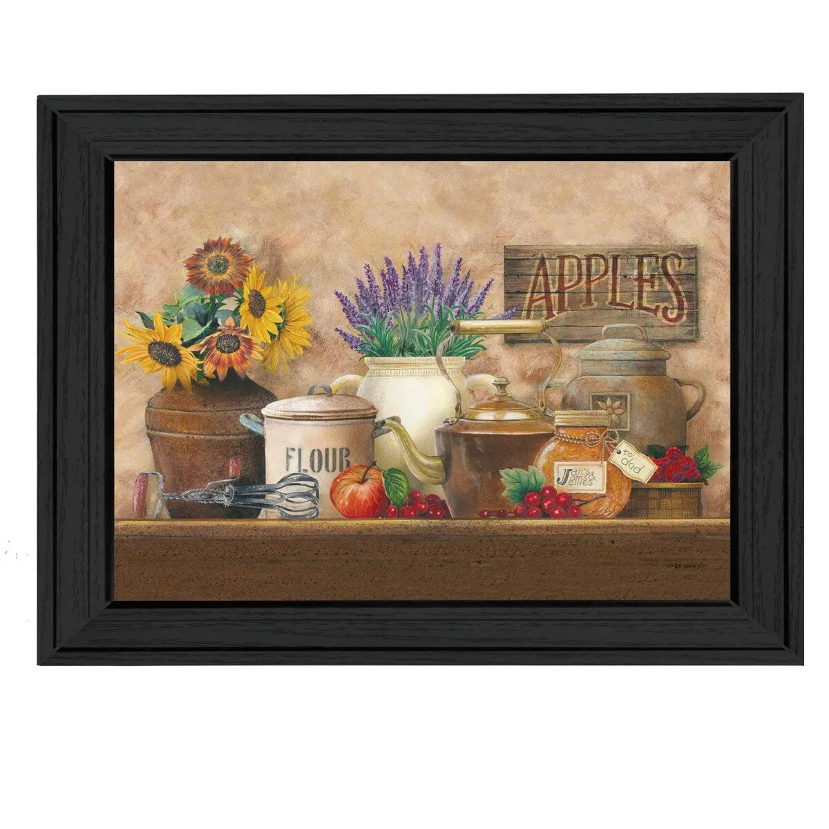 "Antique Kitchen" By Ed Wargo, Ready to Hang Framed Wall Art, Black Frame