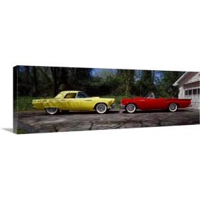 "Classic Ford Thunderbird cars on a street" Canvas Wall Art