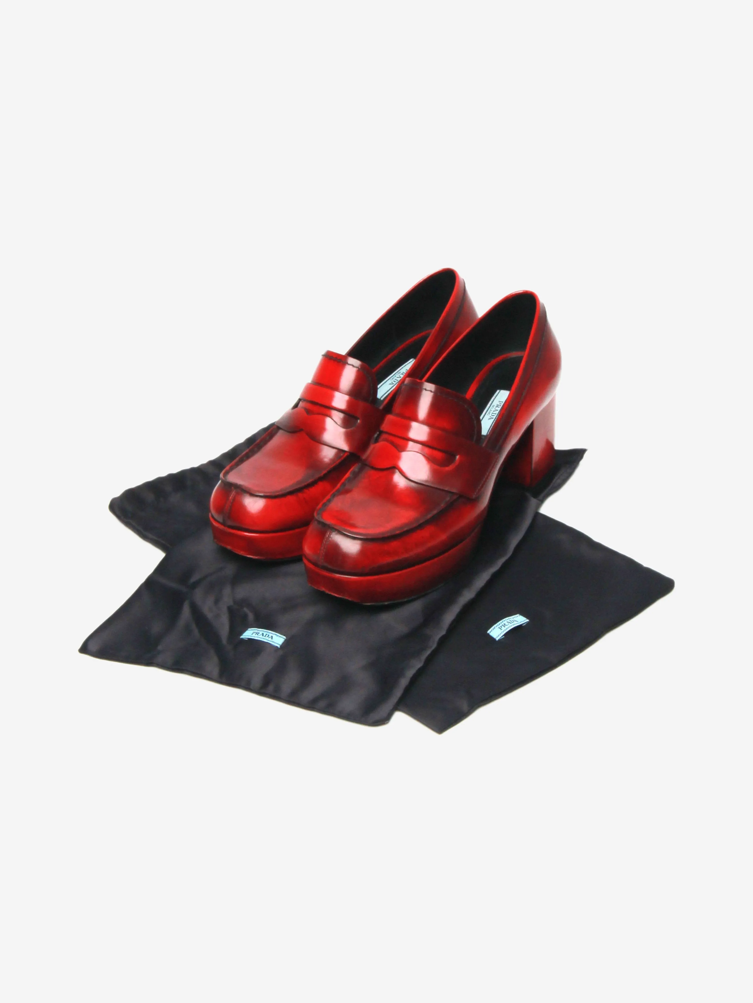 Red brushed leather high-heel loafers - size EU 40