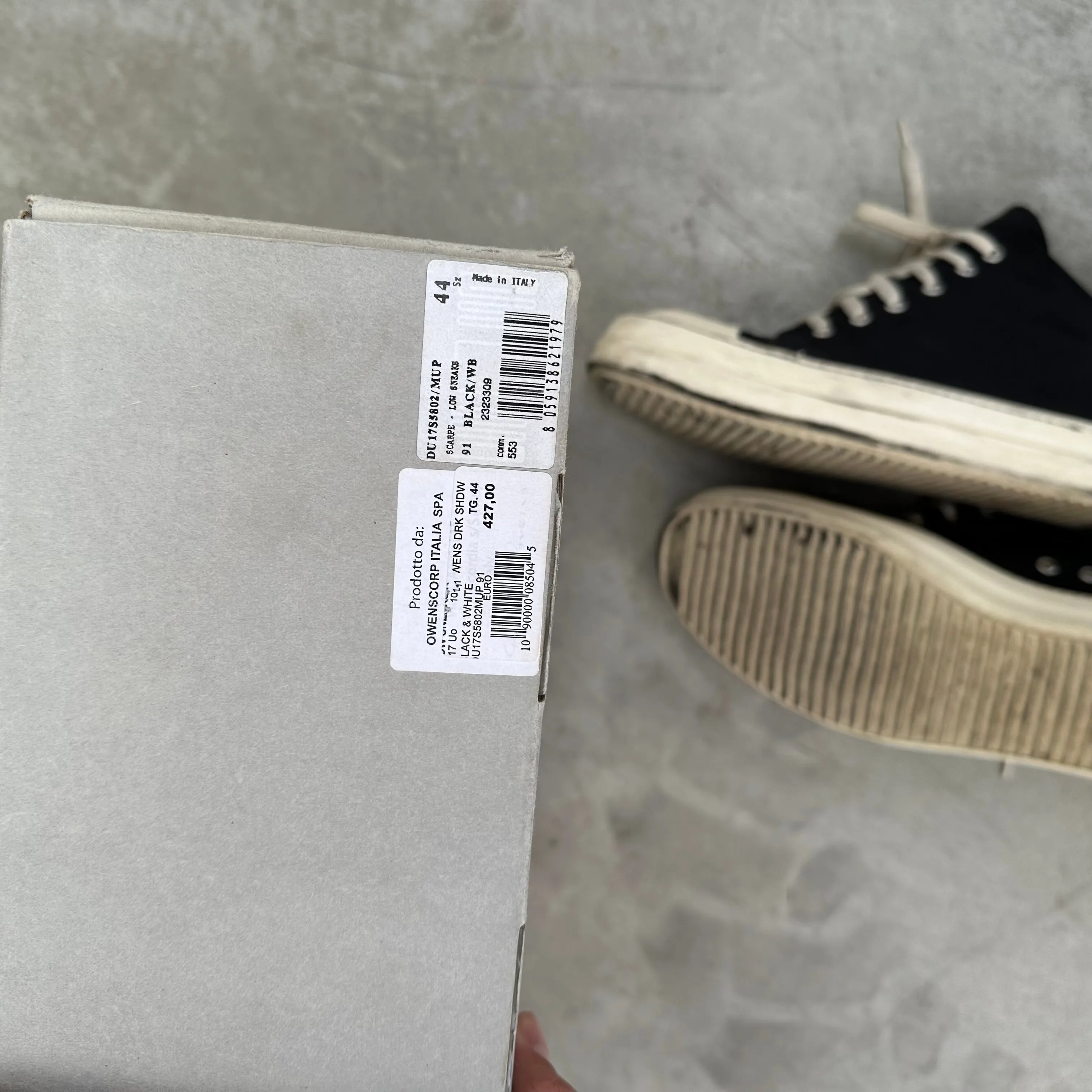 Rick Owens DRKSHDW Ramone Black Low Top Sneakers (EU44)