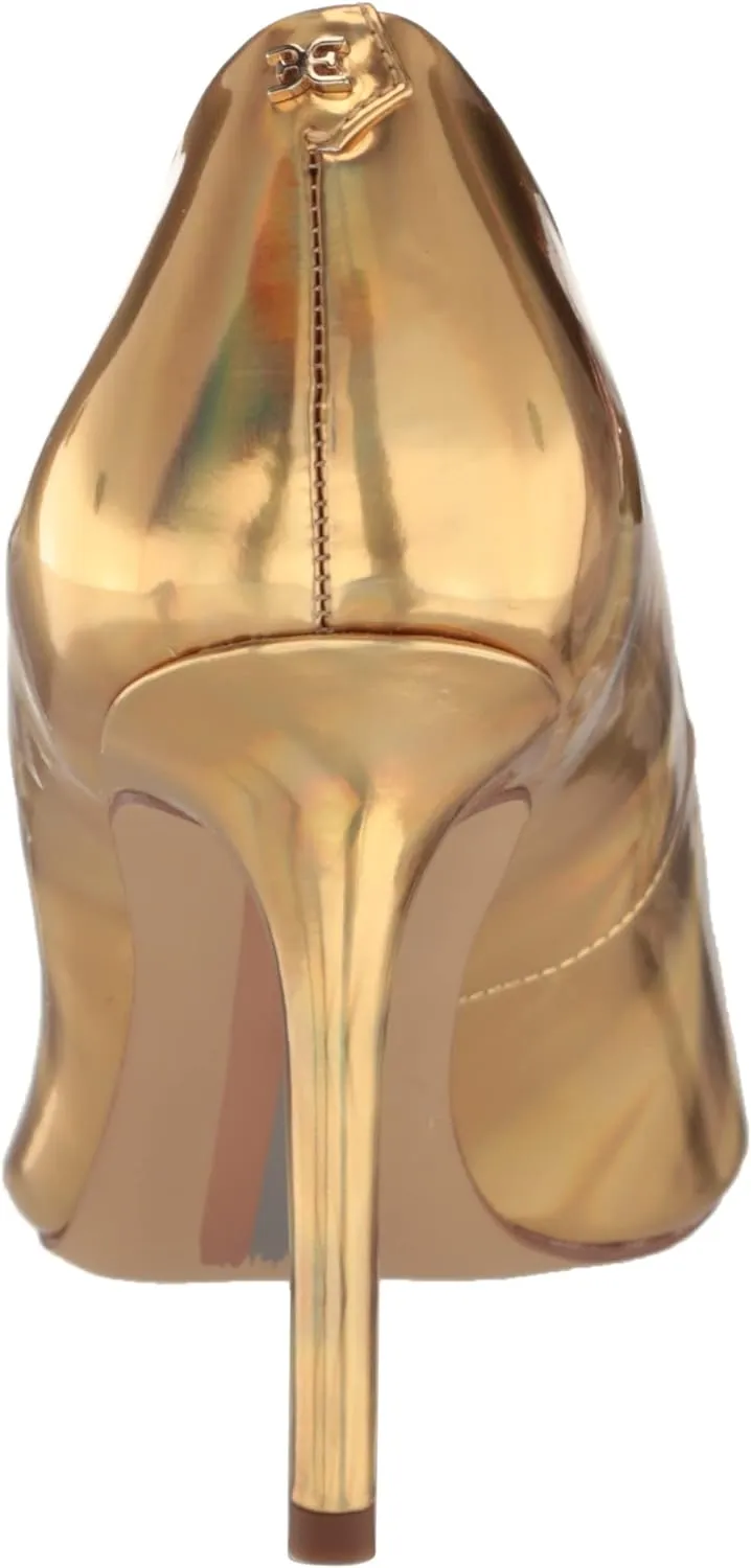 Sam Edelman Hazel Vegas Gold Metallic Stiletto Heeled Slip On Pointed Toe Pumps