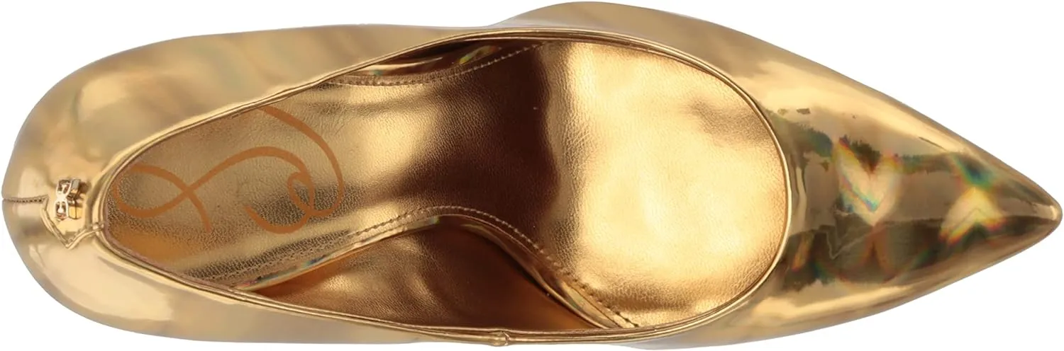Sam Edelman Hazel Vegas Gold Metallic Stiletto Heeled Slip On Pointed Toe Pumps