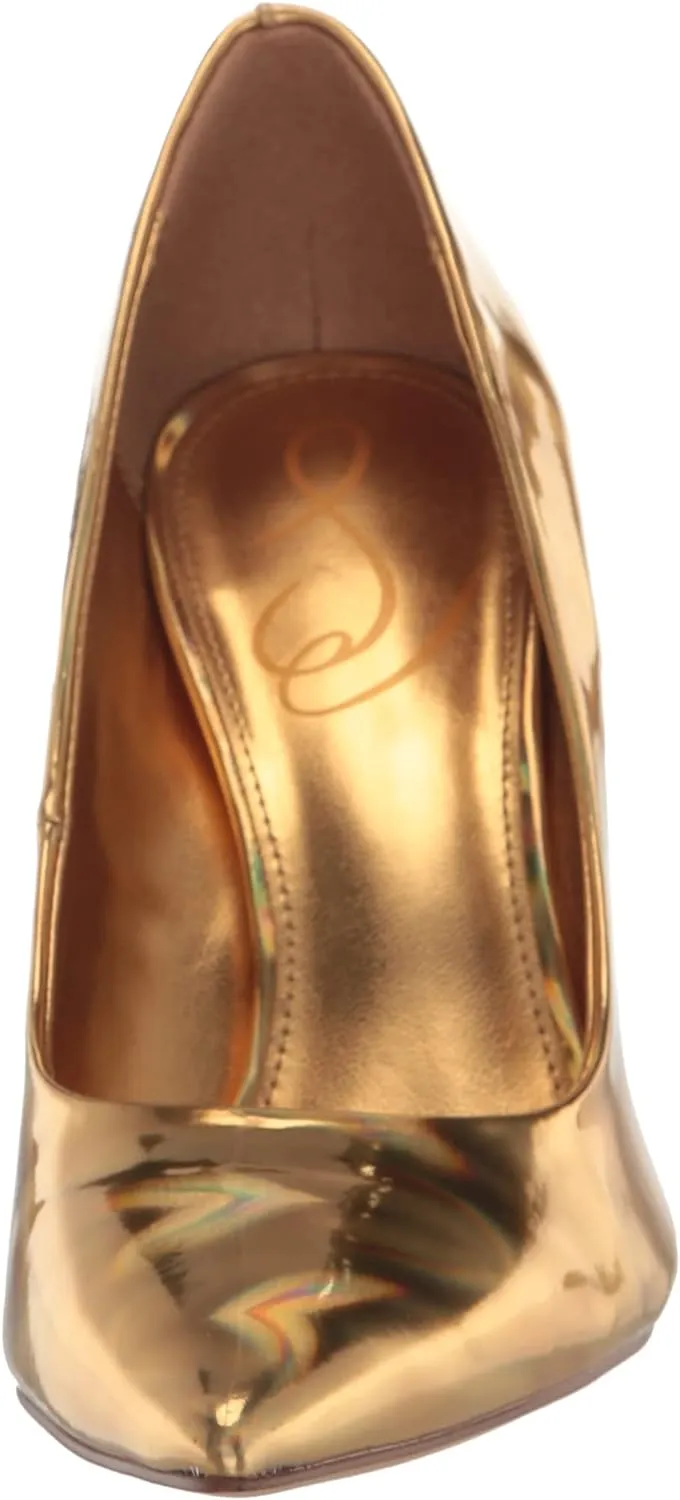 Sam Edelman Hazel Vegas Gold Metallic Stiletto Heeled Slip On Pointed Toe Pumps