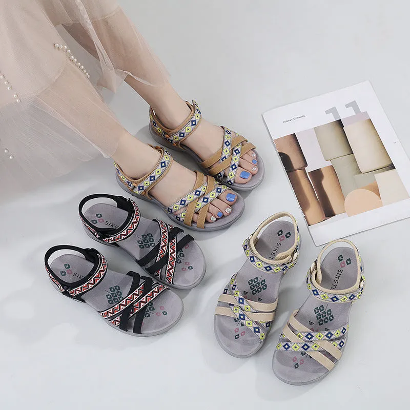 SIKETU | Cross Straps Print Summer Walking Sandals