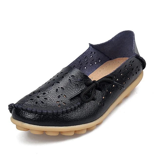 Women's Casual Genuine Leather Shoes Woman Loafers