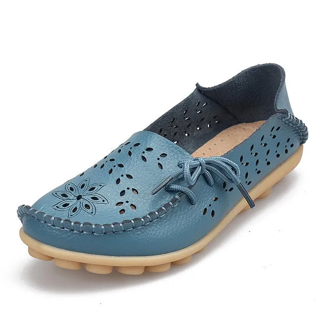 Women's Casual Genuine Leather Shoes Woman Loafers