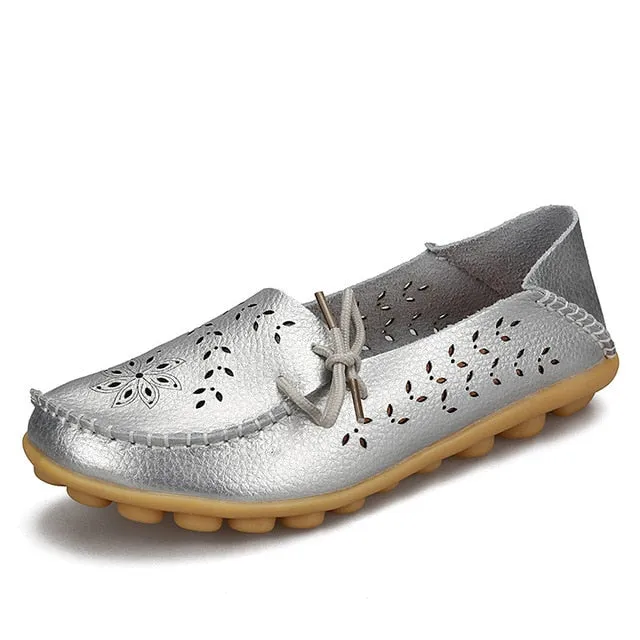 Women's Casual Genuine Leather Shoes Woman Loafers