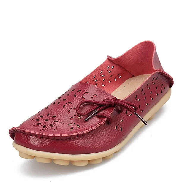 Women's Casual Genuine Leather Shoes Woman Loafers