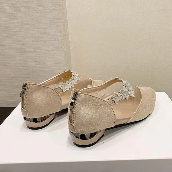 Women's Fashion Mesh Rhinestone Slip-On Heels 37075963S