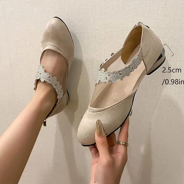 Women's Fashion Mesh Rhinestone Slip-On Heels 37075963S